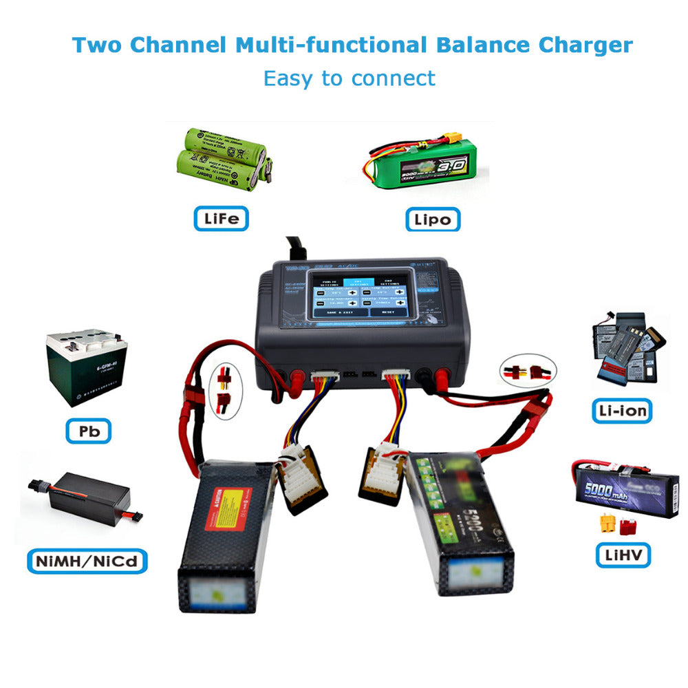 HTRC Lipo Charger T240 DUO AC 150W DC 240W 10A Touch Screen Dual Channel Battery Balance Charger Discharger For RC Toys