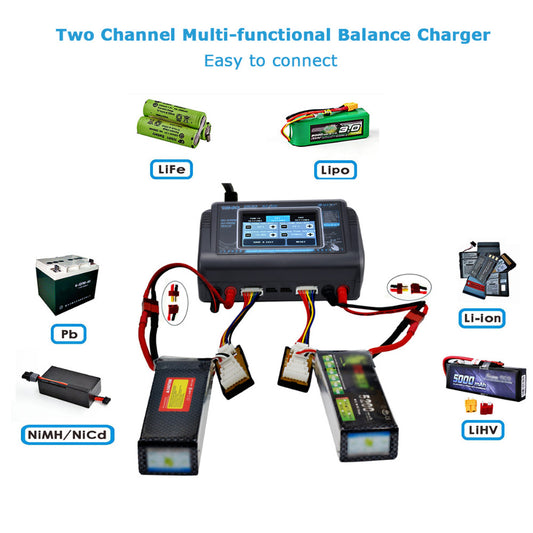 HTRC Lipo Charger T240 DUO AC 150W DC 240W 10A Touch Screen Dual Channel Battery Balance Charger Discharger For RC Toys
