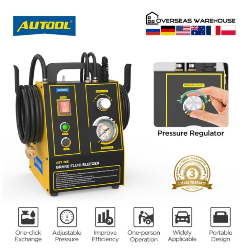 AUTOOL AST605 Car Pulsating Brake Oil Changer Single Clutch Slave Cylinders Brake Bleeder Fluid Pump Kit Oil Changer 110/220V