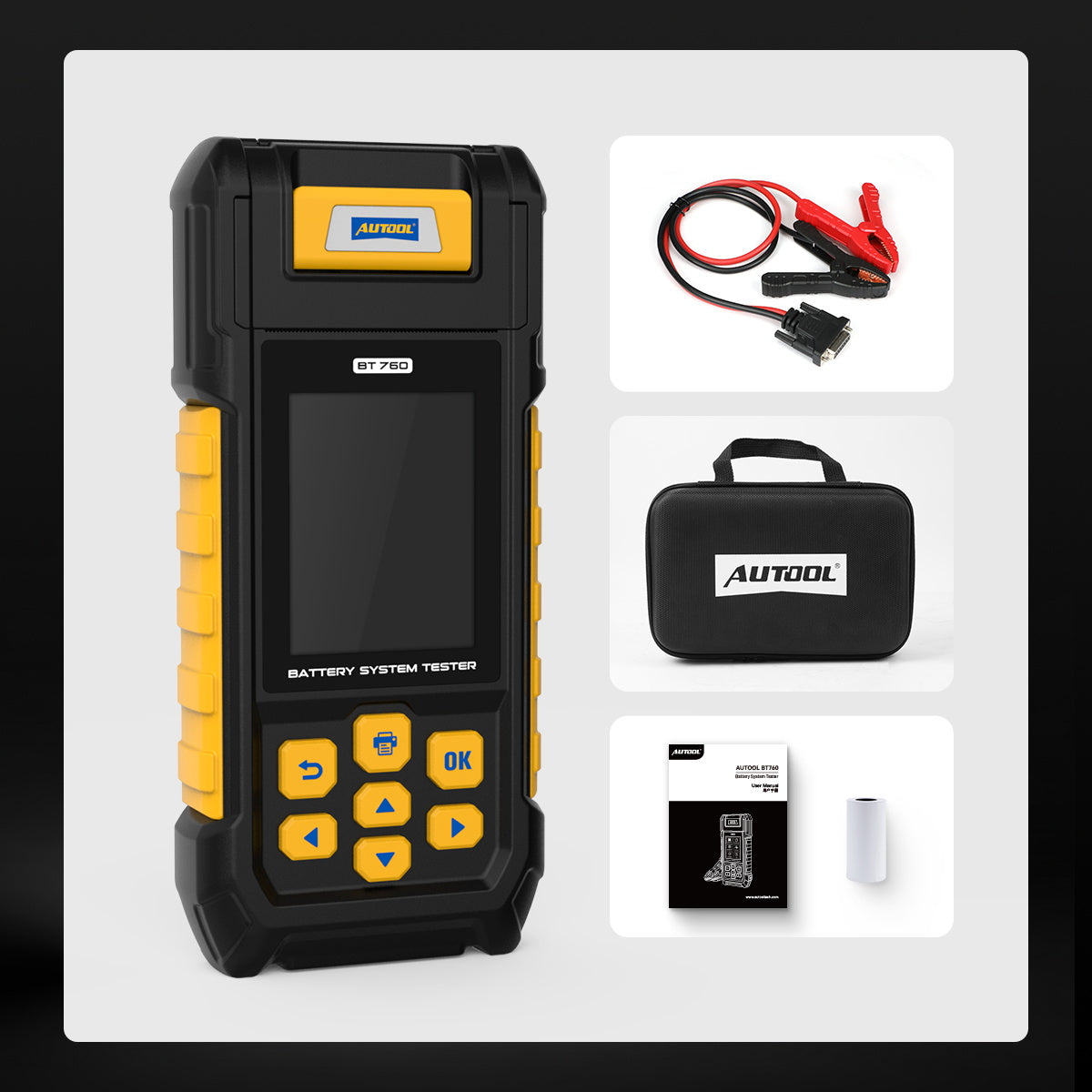 AUTOOL BT760 Car Battery Tester Analyzer 12V 24V Auto Cranking Charging Test Tool With Printer Diagnostic For Truck Motorcycle