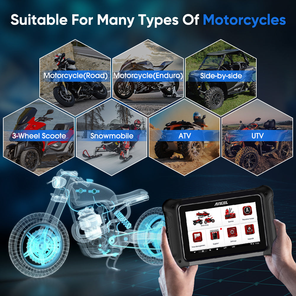 ANCEL MT700 Motorcycle Scan All System Diagnostic Tool Oil Rest ABS Bleeding 31 Reset Functions Motorcycle Scan Tool