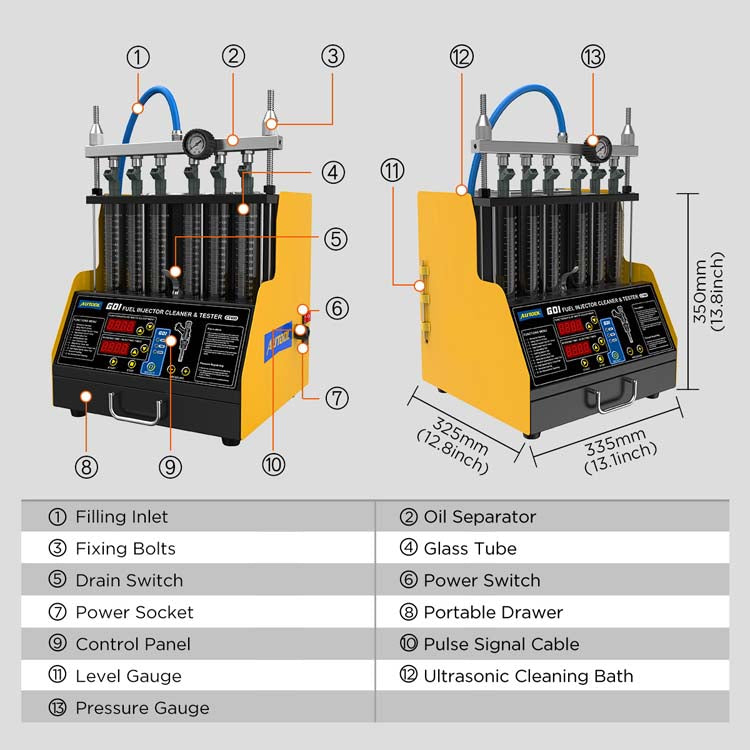 AUTOOL CT400 GDI Fuel Injector Cleaner & Tester Machine 6 Cylinders Fuel Injector Cleaner Tester