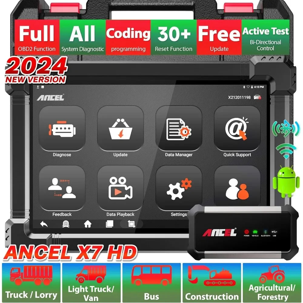 ANCEL X7HD Heavy Duty Truck Scanner,Semi Trucks Full System Diagnostic Tool, Bidirectional diese Scan Tool with DPF