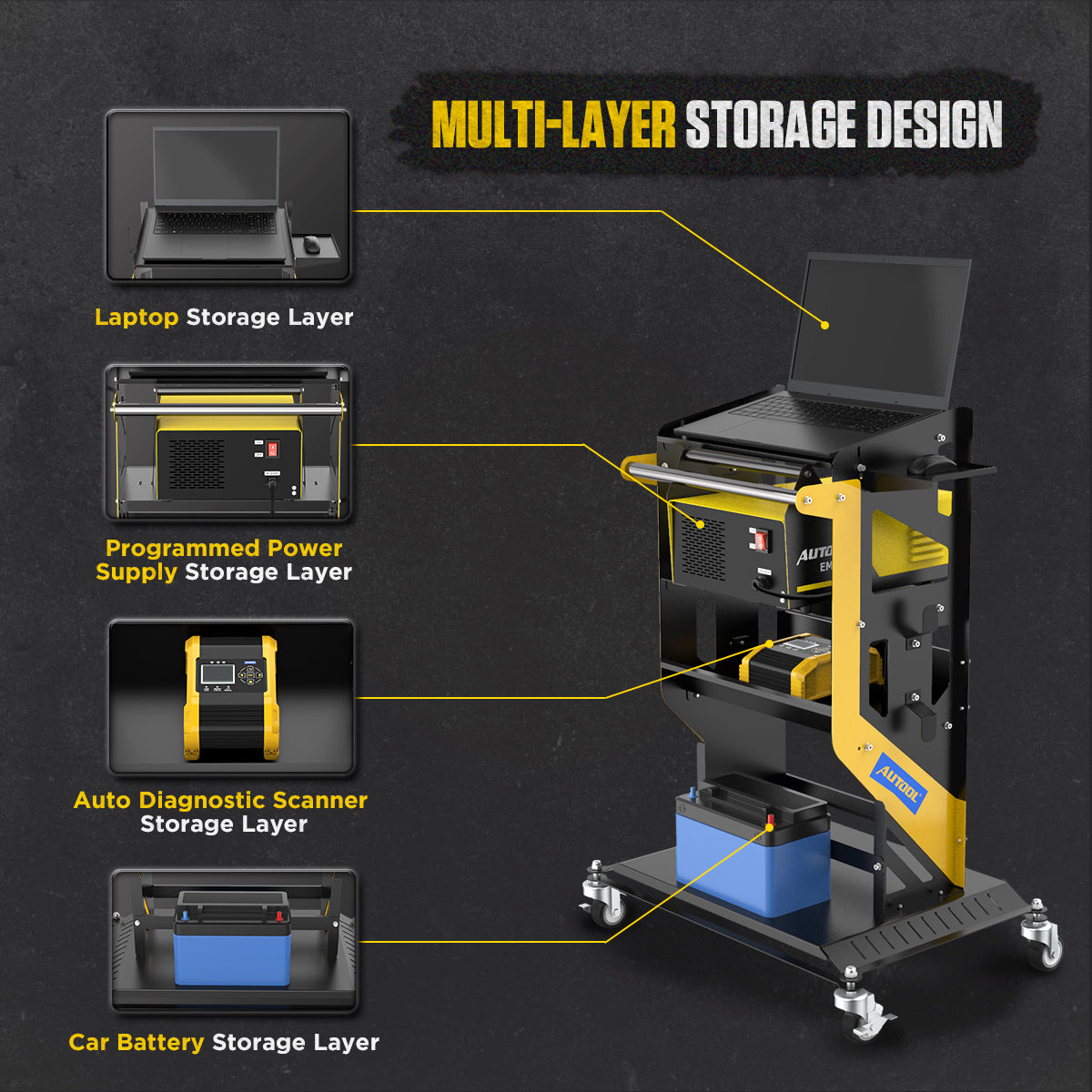 AUTOOL 3X Tier Rolling Tool Tiered Storage Cart