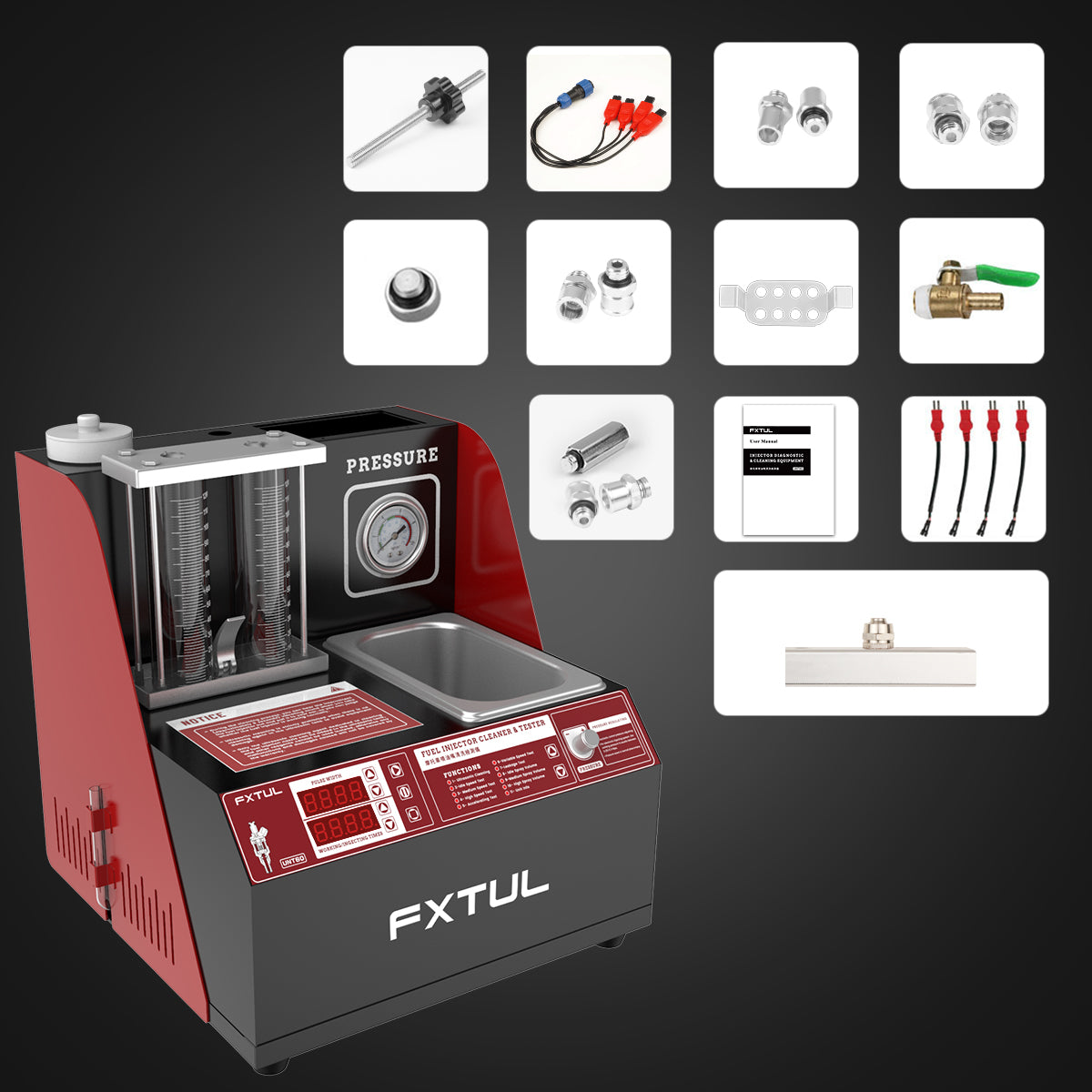FXTUL UNT60 Motorcycle Fuel Injector Tester Cleaner Heating Cleaning Machine Moto Ultrasonic Cleaner Tools