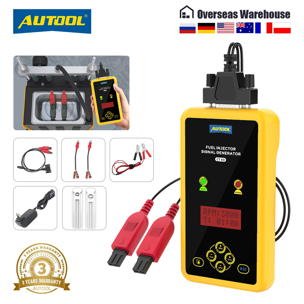 AUTOOL CT60 Fuel Injector Signal Generator Fuel Injector Super Pulse Signal Tester Increase CT150 CT200 Pulse Pressure 110V-240V