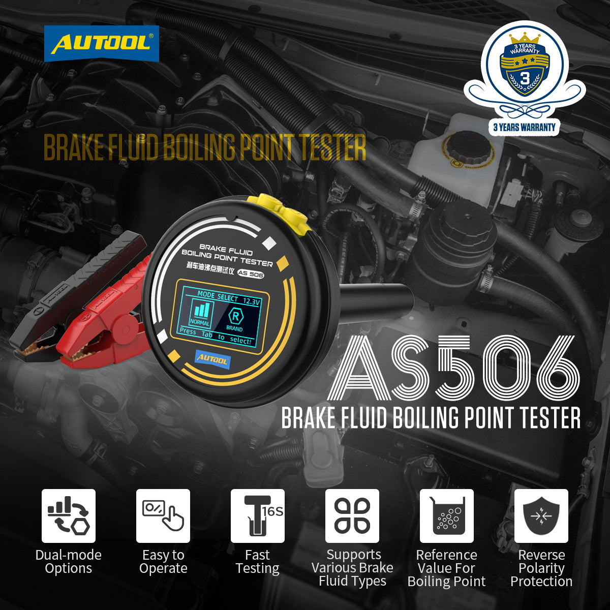 Official Factory New Product  AUTOOL AS506 Brake Fluid Boiling Point Detector Support DOT3, DOT4,DOT5, DOT5.1