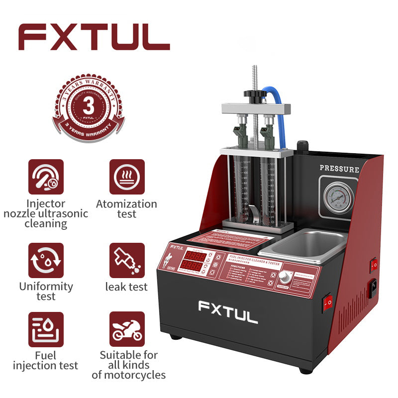 FXTUL UNT60 Motorcycle Fuel Injector Tester Cleaner Heating Cleaning Machine Moto Ultrasonic Cleaner Tools