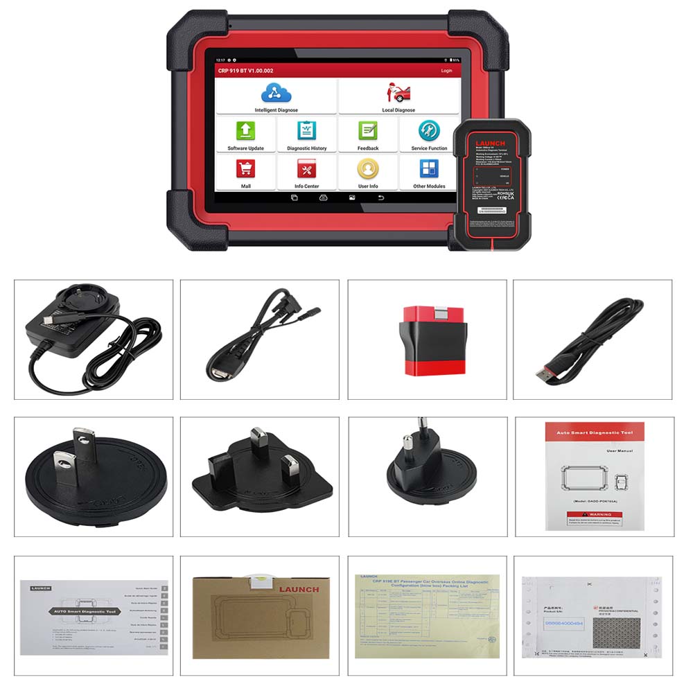 LAUNCH X431 CRP919E BT OBD2 Scanner,Bidirectional Scan Tool,added CAN FD/DoIP,OE-Level All System Diagnostic Dbscar 7 BT adapter